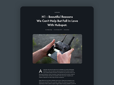 Blog Single Post / Blog Article v2 Dark Mode article article design article page artist blog blog design blog post blogging dailyui dark dark mode dark theme dark ui home homepage hubspot minimal post sketch ux