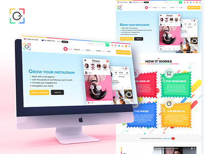 Insta x Landing page 2020 trend animations app brand clean clean ui graphic design icon illustrator interface landing page mobile mobile app photoshop typogaphy ui ux vector web website