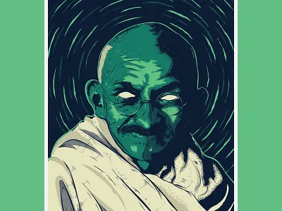 Mahatma Gandhi adobeillustator ahimsa colors design digital art fatherofthenation freedom gandhi green illustration illustrator leader mahatmagandhi night printshop vector