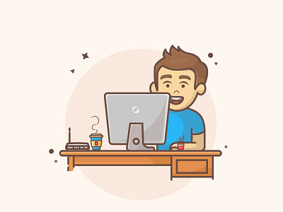 Relax Time computer design digital illustration digitalart illustration landscape landscape design line art table vector work workspace