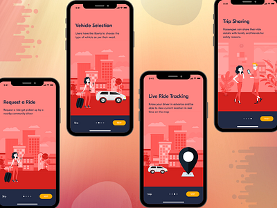 Taxi Customer App Onboarding Screens design mobile app taxi booking app