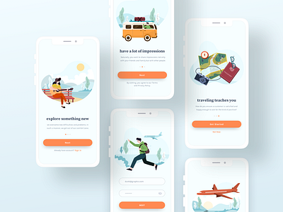 Pixnix - Travel illustration app design flat illustration illustrations mobile app mobile screen onboarding travel travel app ui uiux vector