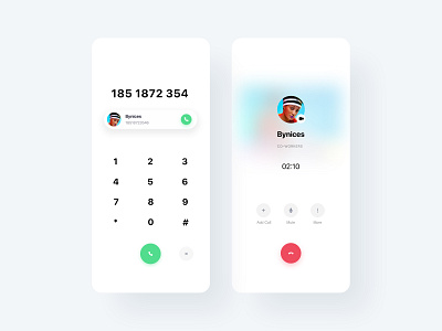 Call clean design mobile app ui white