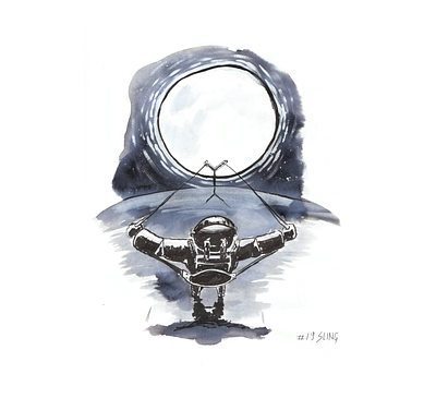 SLING art astronaut astronomy illustration illustration art ink inktober inktober2019 rocketman sling space spaceman spaceship triponmoon