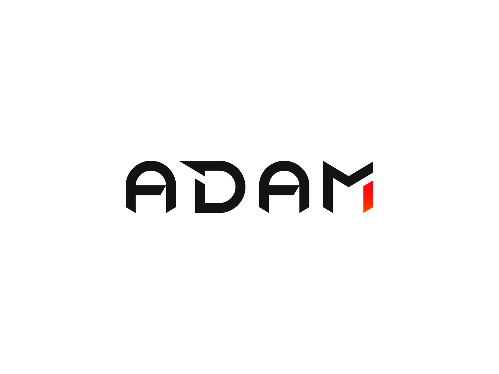 Adam1 wordmark idea brand branding creative design gradient icon logo logo design logotype mark orange printhouse red shape sharp sign symbol vector violet