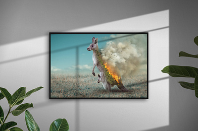 Australia Fires austria digitalart fire forest kangaroo nature photo manipulation poster smoke