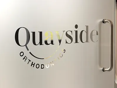 Frosted Glass - Quayside Orthodontics brand design brand identity brand identity design branding frosted glass glass logo logo design translucent transparent