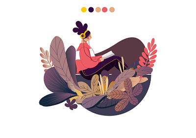 reader characterdesign girl illustration nature vectorart