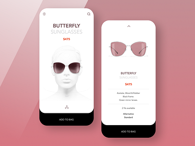 Shopping App Concept app apple application channel clean concept dailyui design interaction ios minimal minimalist mobile product shopping sunglass ui ux