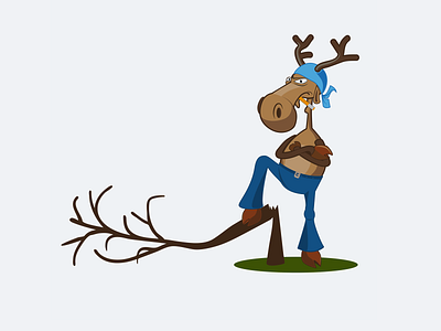 Smoking Elk bad elk bad guy cartoon elk feller flat forest logger logo lumberjack maskot smoke smoker smoking sticker tree wood woodman worker