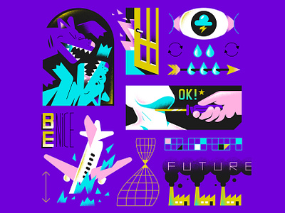 NO FUTURE character death dog door editorial enisaurus eye factory fire freelance future hire illustration nice pattern plane spot illustration tears textures vector