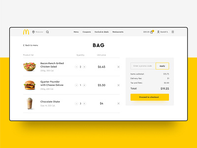 McDonald's Redesign (Shopping Bag) basket cart clean concept design ecommerce food mcdonalds minimal modern redesign responsive restaurant shopping bag store ui ux web design website