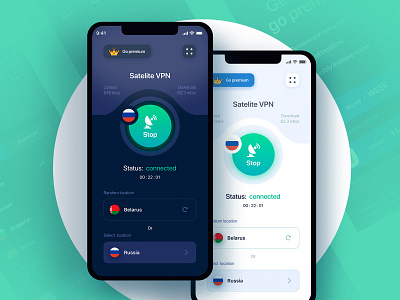 Satelite VPN black black and green mobile app mobile ui ux ux ui vpn app white