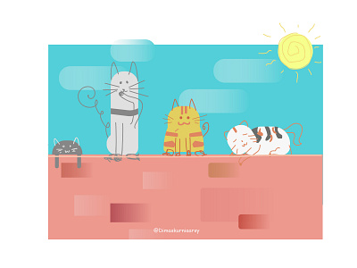 cats on the wall adobeillustrator animation cartoon cat cats cute dailyillustration dailyinspiration design dkv flat flat illustration illustration kitten lion tiger vector wallpaper walls