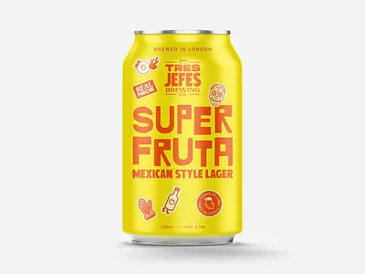 Super Fruta WIP beer can branding illustration mexican typography