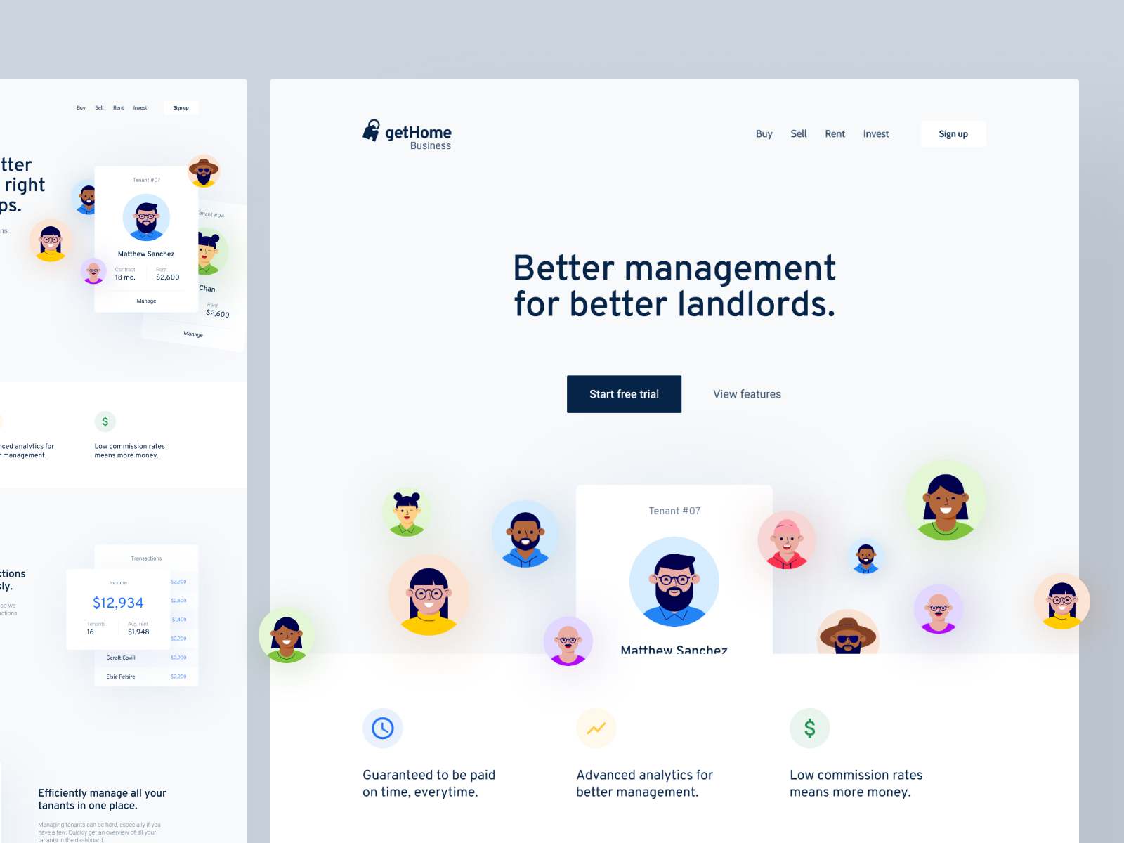 Example of Landing Page Concept for getHome Business