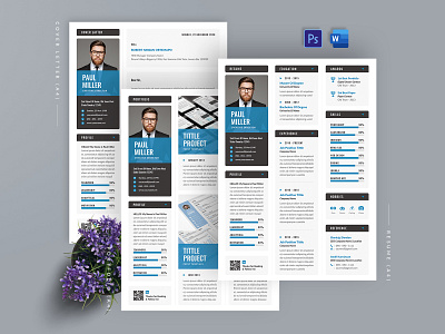 Resume / CV Template a4 blue resume clean cover letter creatiforest creative curriculum vitae cv cv design dark elegant minimal modern modern resume resume simple resume template resume word simple