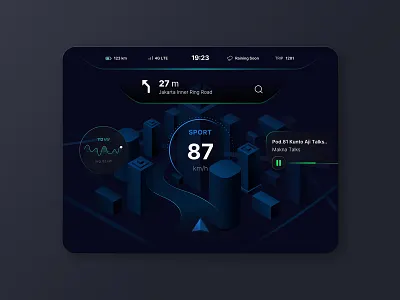 Electric Vehicle Car Driving UI automotive car card clean dark dashboard design electric electric car meter modern music neumorphism skeumorph skeumorphism tesla toolbar ui ux widget