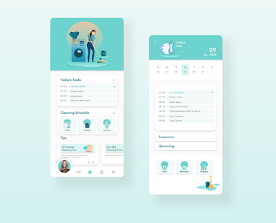 Cleaning Up app branding design illustration illustrator ui ux vector web website