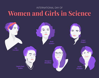 Illustration - International Day of Women and Girls in Science adobe illustrator blog design digital digitalart draw drawing girl power illustration ilustración post science science illustration vector vectorial vectorillustration woman portrait