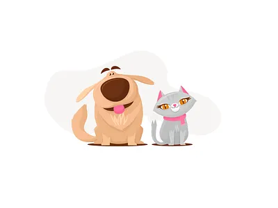 Pets animals cat character cute dog flat illustration own pastel pets petshop