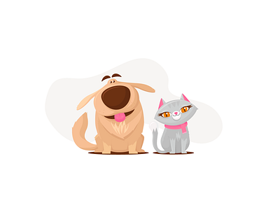 Pets animals cat character cute dog flat illustration own pastel pets petshop