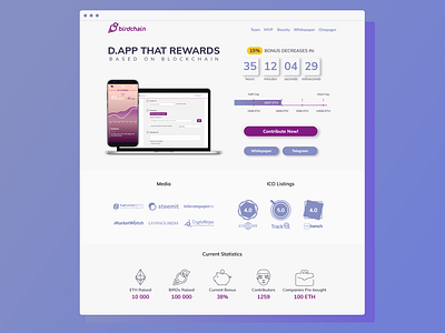 Birdchain ICO Landing page birdchain blockchain ui uidesign webdesign website
