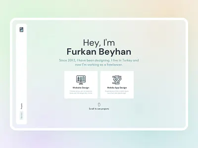 Personal Portfolio Welcome Page card colorful creative freelancer modern portfolio slider ui ux vector welcome page