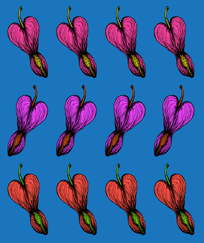 Heart Flower Pattern Design I adobe illustrator adobe photoshop art beautiful colorful drawing floral flower flowers heart illustration love lovely painting pink purple valentine day valentines day