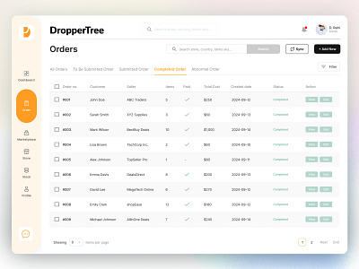 DropperTree Dropshipping - Completed Orders | Product Design admin dashboard business analytics clean ui customer orders dashboard ux data visualization dropshipping ecommerce dashboard figma design idealrahi investory management minimal design online store management order management order tracking product management saas ui design ui component ui ux design web app design