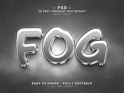 Fog Editable PSD Text Effect Style 3d 3dtext editabletext effect fog fogtext fogy headline newtext photoshop psdtext silver text texteffectstyle