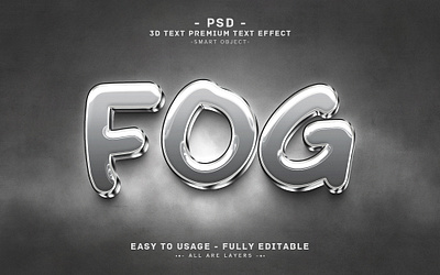 Fog Editable PSD Text Effect Style 3d 3dtext editabletext effect fog fogtext fogy headline newtext photoshop psdtext silver text texteffectstyle