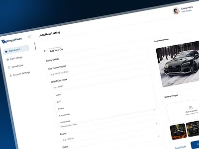 WaggiePedia – Luxury Car Listings Dashboard 🚗✨ dashboard ui design saas design uxui web