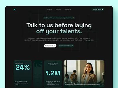 Company financial consultant hero concept aqua b2b branding clean dark design finance graphic design grid hero illustration landing page lending line logo p2p ui ux web