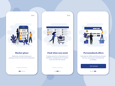 Market place onboarding design e commerce illustration market marketplace mobile onboarding store ui