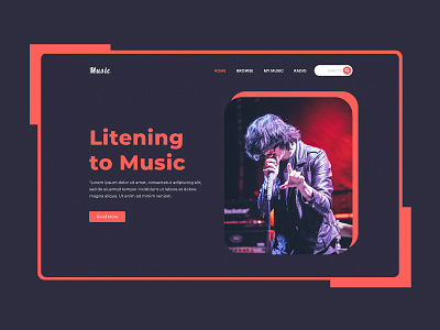 Simple Music landing Page Concept design landingpage music musician psd template saas typography ui ui design ux design web