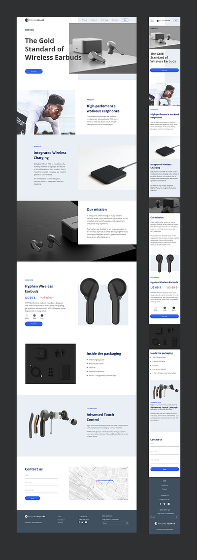 UI design for HYPHEN wireless earbuds design icon ux designer webdesign