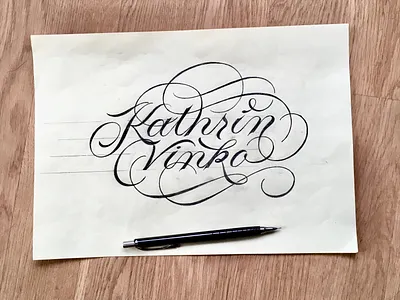 Kathrin flourishes lettering script sketch