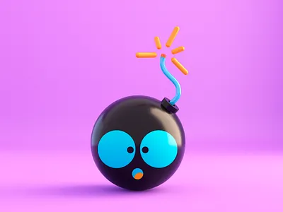 Crazy Bomb 3d 3d art 3d character 3d character modeling 3d illustration blender blender 3d bomb c4d character crazy cycles doodle doodling dribbble explosion illustration render rendering simple