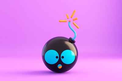 Crazy Bomb 3d 3d art 3d character 3d character modeling 3d illustration blender blender 3d bomb c4d character crazy cycles doodle doodling dribbble explosion illustration render rendering simple