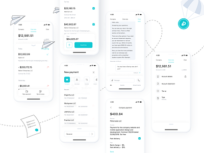 Mobile bank app application balance bank banking card chat credit dashboard finance fintech invoice ios mobile money pay payment product transaction transfer