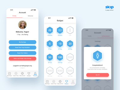 Skip App badges design ui ux