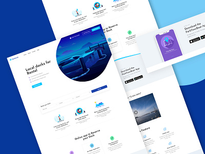 Dock rental website- Redesign blue boat boat rental booking system business clean colorful dock rental landing minimal rent rental rental website service ui ux web webdesign website yacht