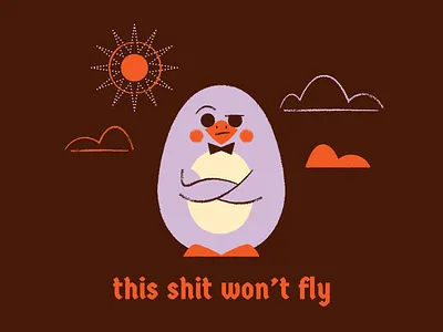 Disapproving land bird bowtie character art character design clouds fly illustration penguin sun typography