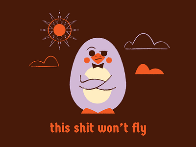 Disapproving land bird bowtie character art character design clouds fly illustration penguin sun typography