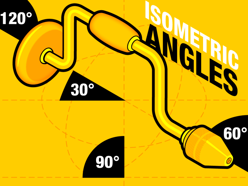 Isometric Angles angles bit bitbrace drill drillling handtool handy handyman isometric metal motiongraphics tech technical drawing technical illustration tool vector graphic wood woodworking