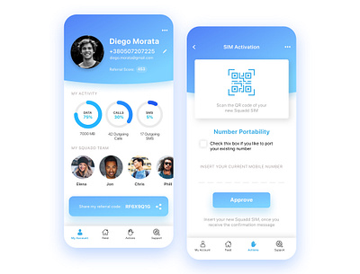 Mobile operator app account app designer calls data donut chart doughnut mobile app mobile number mobile operator app sim app simple squadd uidesign ux design