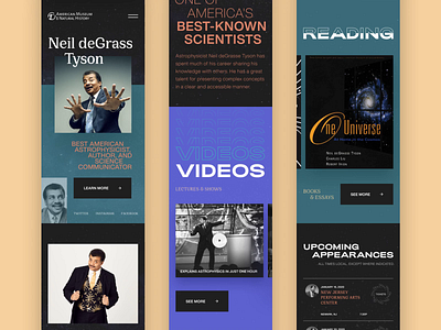 Neil deGrass Tyson // Mobile Website Concept brutalism clean color design flat geometric minimal mobile science space ui ui design uidesign ux vector web web design webdesign website