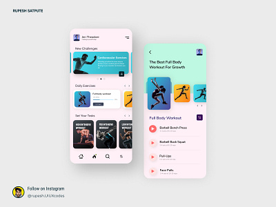 Fitness App UI design android app android app design app design applicaiton clean ui css css website design fitness app icon iosapp typography ui ui design ux visual design web