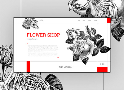 roses shop concept design flowers flowershop illustration main page rose roses typography ui ux vector web website website concept